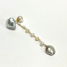 画像をギャラリービューアに読み込む, K18YG Colors 白蝶真珠ポストピアス(片耳用・チャーム付き)