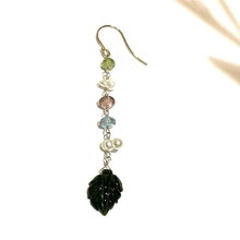 画像をギャラリービューアに読み込む, K18YG/K10YG グリーントルマリンリーフ片方ピアス