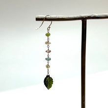 画像をギャラリービューアに読み込む, K18YG/K10YG グリーントルマリンリーフ片方ピアス