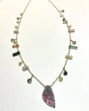 画像をギャラリービューアに読み込む, K18YG/K10YG トルマリンリーフチェーンネックレス