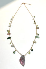 画像をギャラリービューアに読み込む, K18YG/K10YG トルマリンリーフチェーンネックレス