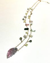画像をギャラリービューアに読み込む, K18YG/K10YG トルマリンリーフチェーンネックレス