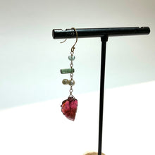 画像をギャラリービューアに読み込む, K18YG/K10YG  ピンクトルマリンリーフ片方ピアス - E