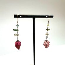 画像をギャラリービューアに読み込む, K18YG/K10YG  ピンクトルマリンリーフ片方ピアス - E