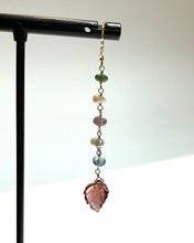 画像をギャラリービューアに読み込む, K18YG/K10YG ピンクトルマリンリーフカット片方ピアス