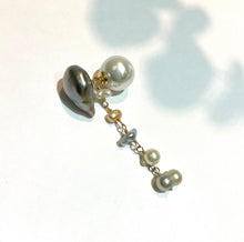 画像をギャラリービューアに読み込む, K18YG/ K10YG Colors 黒蝶真珠ポストピアス(片耳用・チャーム付き)-A