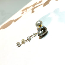 画像をギャラリービューアに読み込む, K18YG/ K10YG Colors 黒蝶真珠ポストピアス(片耳用・チャーム付き)-B