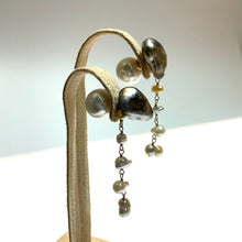 画像をギャラリービューアに読み込む, K18YG/ K10YG Colors 黒蝶真珠ポストピアス(片耳用・チャーム付き)-A