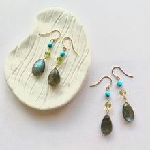 画像をギャラリービューアに読み込む, K18YG Colors　ラブラドライト・イエロークオーツピアス
